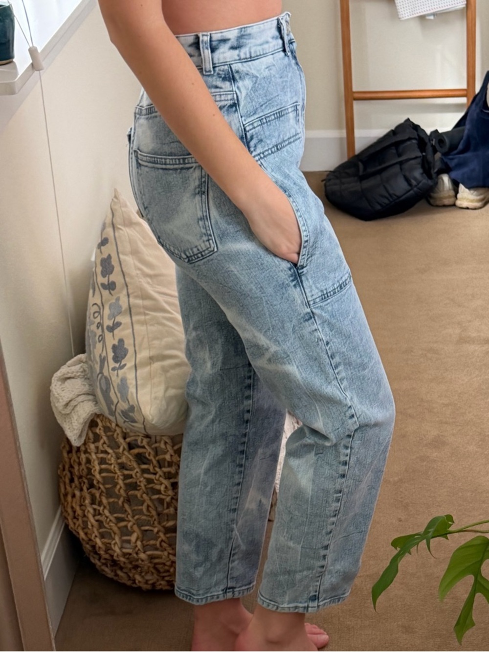 Stella McCartney Light Blue High Rise Patch Pocket Jeans
